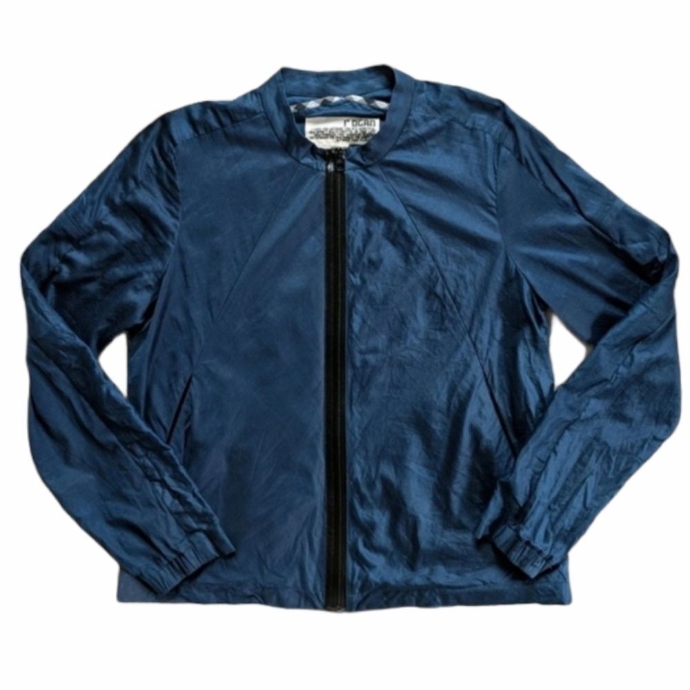 Rogan Gregory Blue Mock Neck Lightweight Water Repellant Jacket Authentic Medium